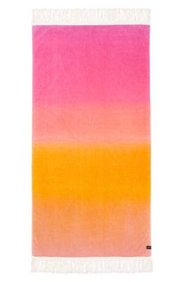Slowtide Daiquiri Fringe Cotton Beach Towel in Coral/Pink/Red Tones