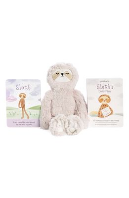 Slumberkins Sloth Kin Sloth Stuffed Animal & 'Sloth's Daily Plan' Board Book in Hazel