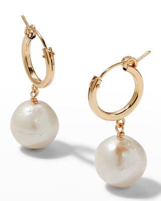Small Baroque Pearl Huggie Earrings
