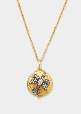 Small Bird Locket Necklace with Diamonds