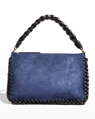 Small Braided Suede Shoulder Bag