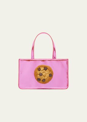 Small Cookie Metallic Faux-Leather Top-Handle Bag