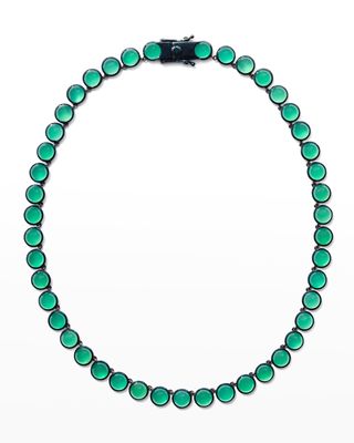 Small Dot Riviere Necklace in Green Onyx