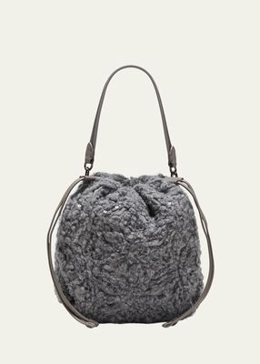 Small Embroidered Wool Bucket Bag