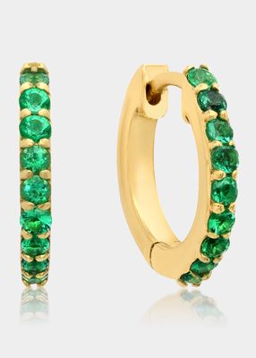 Small Emerald Huggie Earrings in 18K Gold