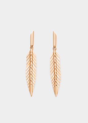 Small Feather Drop Earrings in Rose Gold