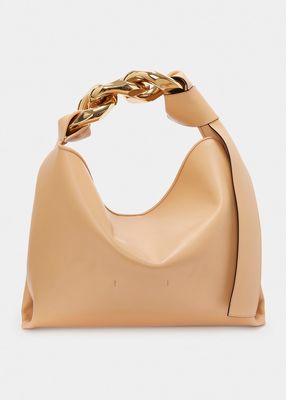 Small Knot Chain Leather Top-Handle Bag
