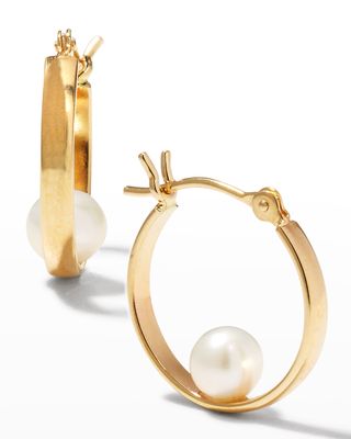 Small Pearl Gold Huggie Earrings