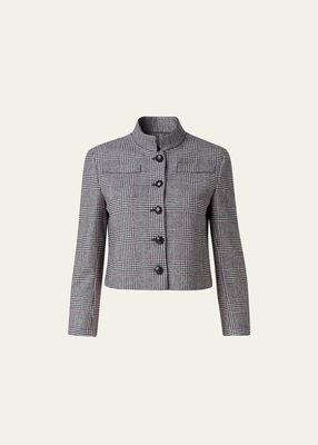 Small Pied-De-Poule Cashmere Short Jacket