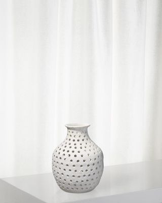 Small Porous Vase in Matte White Ceramic