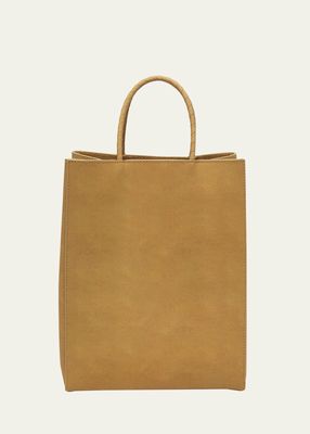 Small Raw Paper Leather Top-Handle Bag