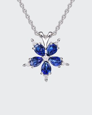 Small Stellanise Blue Sapphire & Diamond Pendant Necklace