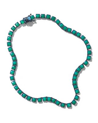 Small Tile Riviere Necklace in Green