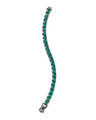 Small Tile Tennis Bracelet, Green Onyx