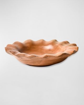 Small Wooden Ruffle Bowl, Set of 4