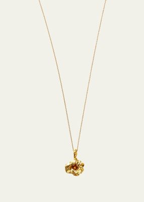 Smaller Rock Necklace in 18K Solid Yellow Gold with 3.75mm Orange Sapphire