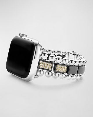 Smart Caviar Diamond and Black Ceramic Apple Watch Bracelet, 38mm-45mm