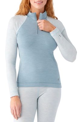 Smartwool Classic Thermal Quarter Zip Merino Wool Base Layer Top in Lead Heather