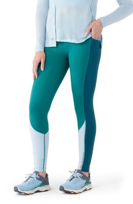 Smartwool Colorblock Active Fleece Pocket Leggings in Emerald Green