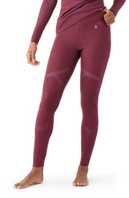 Smartwool Intraknit Merino Wool Blend Leggings in Black Cherry Violet