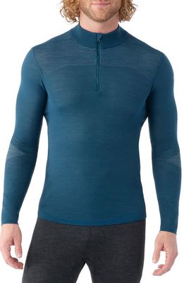 Smartwool Intraknit Thermal Merino Wool Blend Quarter Zip Base Layer in Twilight Blue