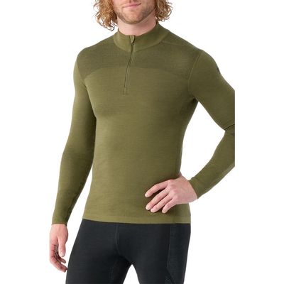 Smartwool Intraknit Thermal Merino Wool Blend Quarter Zip Base Layer in Winter Moss