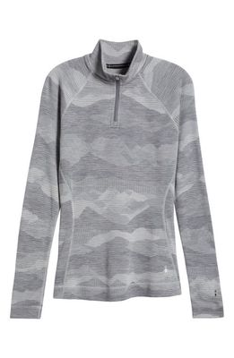 Smartwool Merino Wool Base Layer Thermal Pullover in Light Gray Mountain Scape