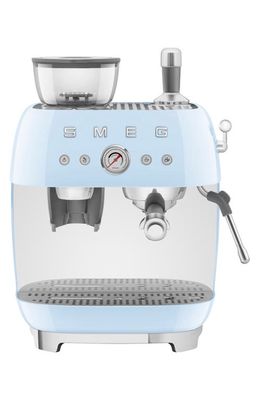 smeg Espresso Machine with Coffee Grinder in Pastel Blue