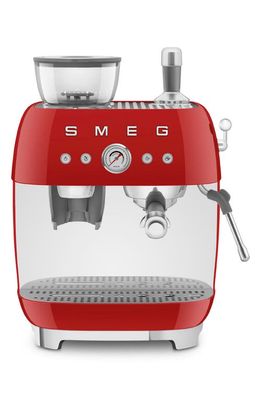 smeg Espresso Machine with Coffee Grinder in Red