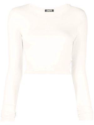 SMFK logo-print long-sleeved T-shirt - White
