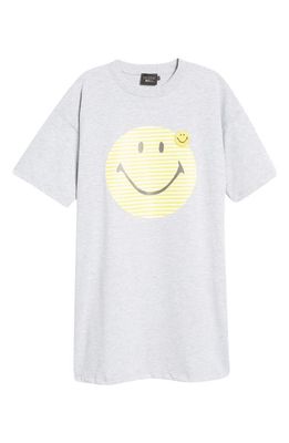 Smiley® x JOSHUAS Smile Cotton T-Shirt Dress in Grey
