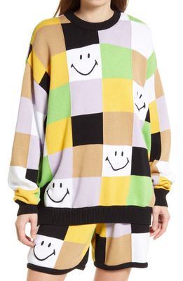 Smiley® x JOSHUAS Smile Patchwork Cotton Sweater in Multi