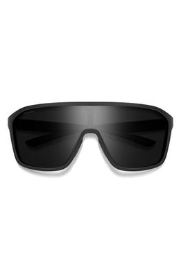 Smith Boomtown 135mm ChromaPop™ Polarized Shield Sunglasses in Matte Black /Black 