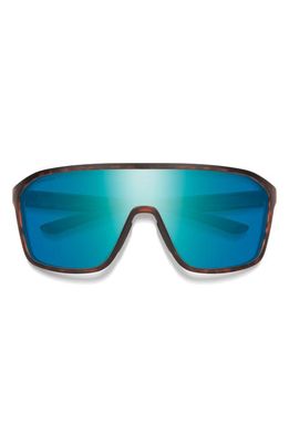 Smith Boomtown 135mm ChromaPop™ Polarized Shield Sunglasses in Matte Tortoise /Opal Mirror 