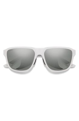 Smith Embark 58mm ChromaPop™ Polarized Square Sunglasses in White /Platinum Mirror 