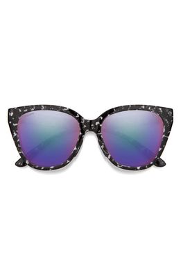 Smith Era 55mm ChromaPop™ Polarized Cat Eye Sunglasses in Black Marble /Violet Mirror