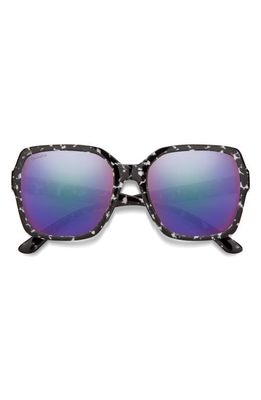 Smith Flare 57mm ChromaPop™ Polarized Round Sunglasses in Black Marble /Violet Mirror