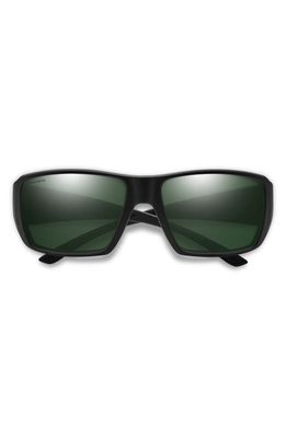 Smith Guides Choice 63mm ChromaPop™ Polarized Oversize Square Sunglasses in Matte Black /Gray Green