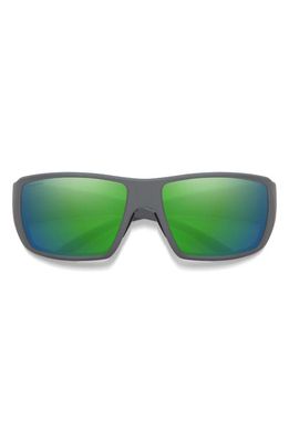 Smith Guides Choice XL 63mm ChromaPop Polarized Oversize Square Sunglasses in Matte Cement /Glass Green