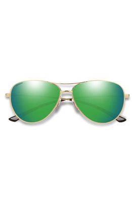 Smith Langley 60mm ChromaPop™ Polarized Aviator Sunglasses in Gold /Green Mirror