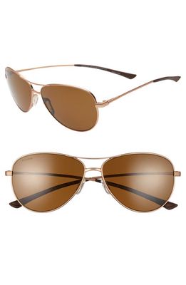 Smith Langley 60mm ChromaPop™ Polarized Aviator Sunglasses in Matte Rose Gold/Brown