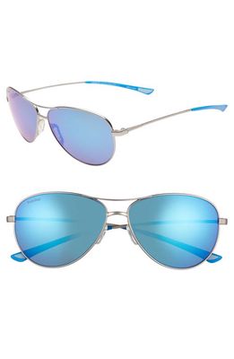 Smith Langley 60mm ChromaPop™ Polarized Aviator Sunglasses in Matte Ruthenium/Blue
