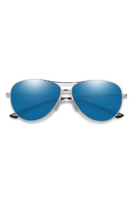 Smith Langley 60mm ChromaPop™ Polarized Aviator Sunglasses in Silver /Blue Mirror 