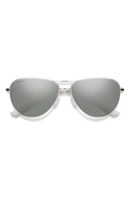 Smith Langley 60mm ChromaPop™ Polarized Aviator Sunglasses in Silver /Platinum Mirror 