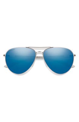 Smith Layback 60mm ChromaPop™ Polarized Aviator Sunglasses in Silver /Blue Mirror