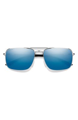 Smith Outcome 59mm ChromaPop™ Polarized Aviator Sunglasses in Silver /Blue Mirror 