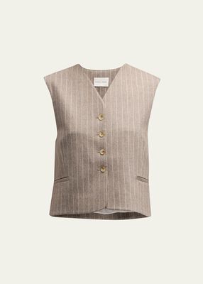 Smith Pinstripe Cashmere-Wool Vest
