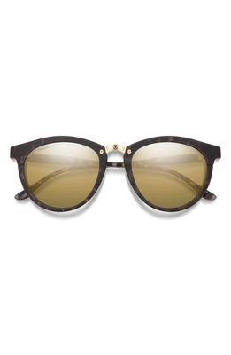 Smith Questa 50mm Polarized Round Sunglasses in Matte Ash Tortoise /Gold