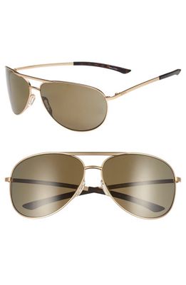 Smith Serpico Slim 2.0 65mm ChromaPop™ Polarized Aviator Sunglasses in Matte Gold/Grey Polar 