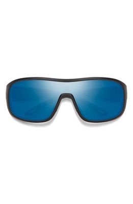 Smith Spinner 134mm ChromaPop™ Polarized Shield Sunglasses in Matte Black /Blue Mirror 